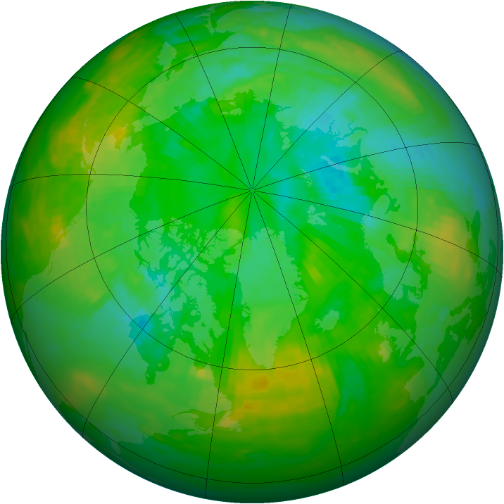 Arctic ozone map for 22 July 1989